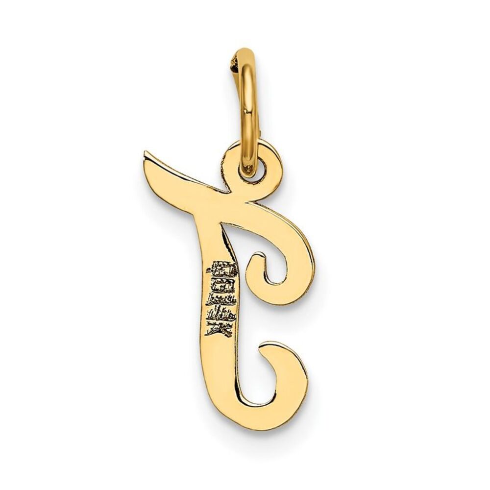 10k Yellow Gold Small Script Initial T Charm - image 4